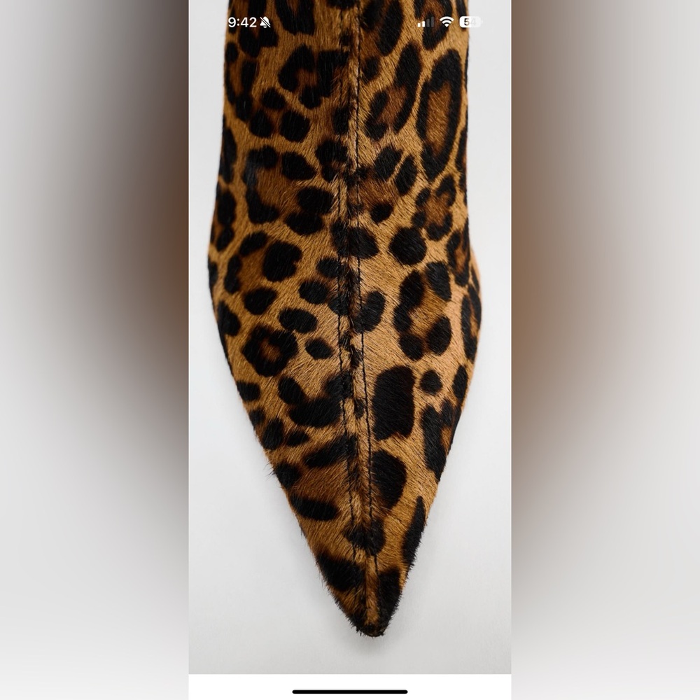 Leopard Knee-High ANIMAL PRINT HEELED 100% LEATHER BOOTS. 8/39. Wow - Picture 3 of 10